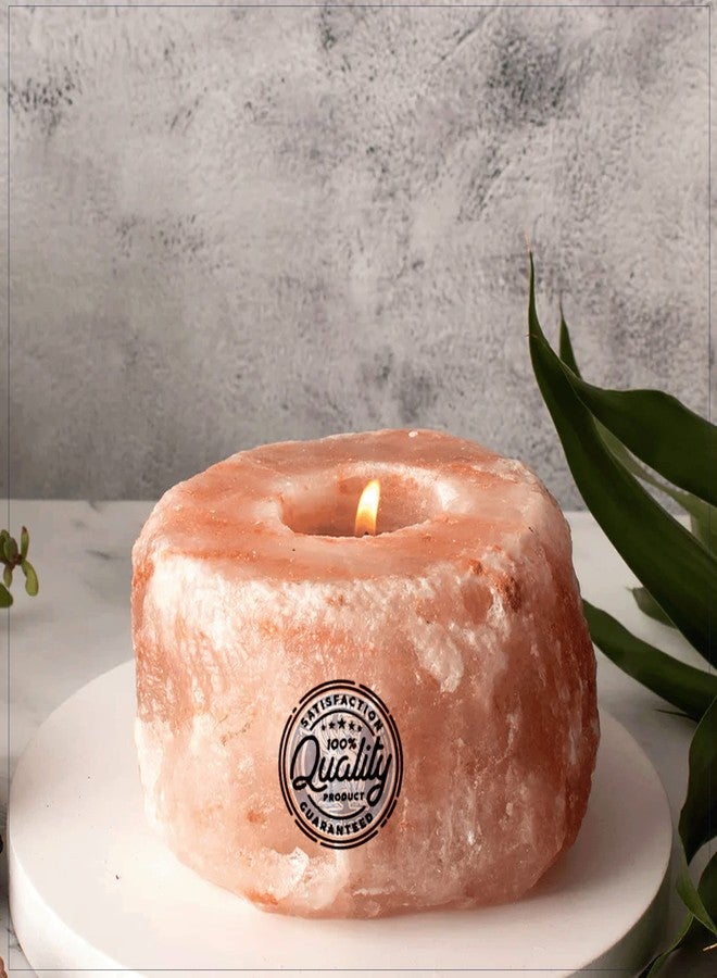 108 ELEMENTS Hand Carved Hand Made Himalayan Salt Candle Holders with Healing Properties, Purification, Spirituality, Feng Shui, Prosperity Harmony Wellness Natural Healing Ideal for Home Décor - Image 1